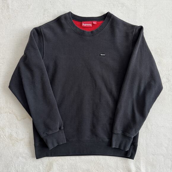 2018 Supreme Small Box Logo Sweatshirt Crewneck Bogo Medium Black Cotton - Picture 1 of 5